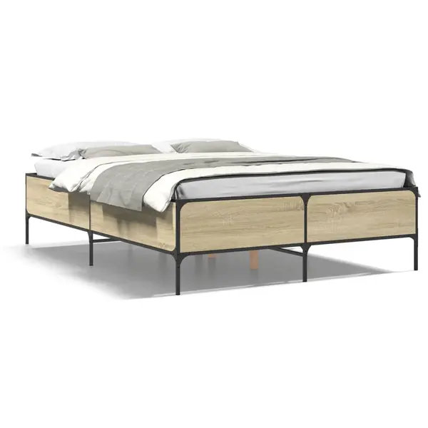 Gossi cadru de pat, stejar sonoma, 140x190cm, lemn prelucrat si metal