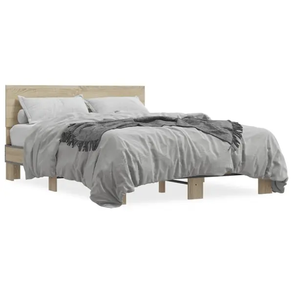 Gossi cadru de pat, stejar sonoma, 140x190cm, lemn prelucrat si metal