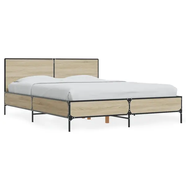 Gossi cadru de pat, stejar sonoma, 140x200cm, lemn prelucrat si metal