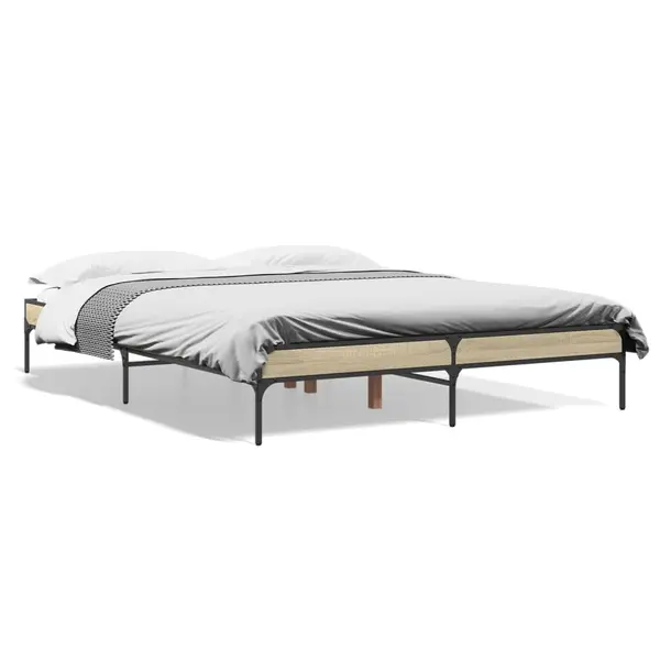Gossi cadru de pat, stejar sonoma, 160x200cm, lemn prelucrat si metal