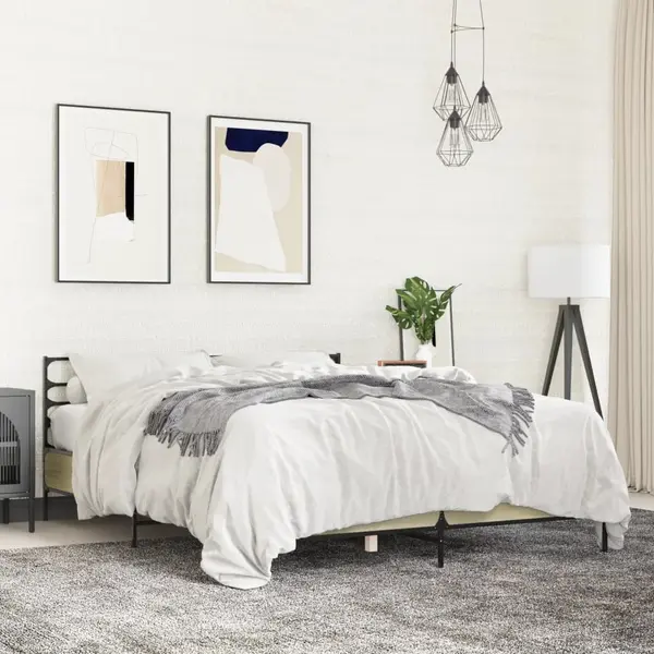 Gossi cadru de pat, stejar sonoma, 160x200cm, lemn prelucrat si metal