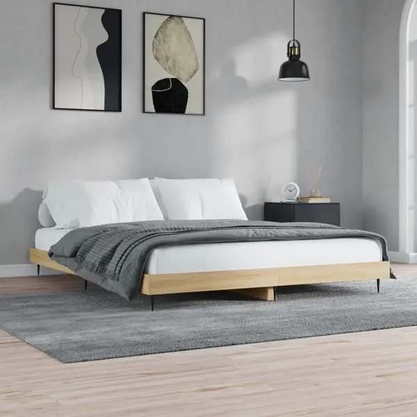 Gossi cadru de pat, stejar sonoma, 200x200 cm, lemn prelucrat