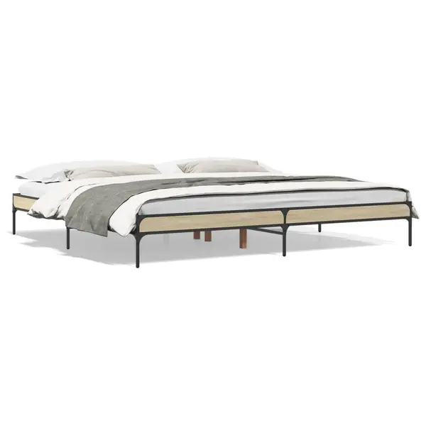 Gossi cadru de pat, stejar sonoma, 200x200cm, lemn prelucrat si metal