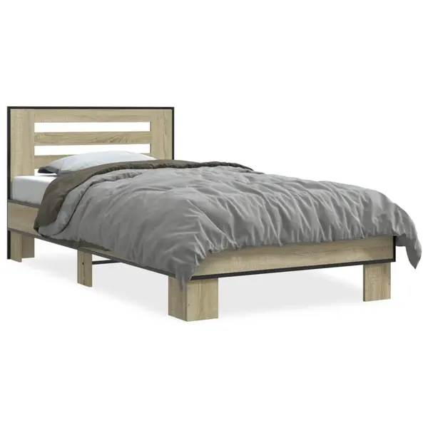 Gossi cadru de pat, stejar sonoma, 75x190 cm, lemn prelucrat si metal