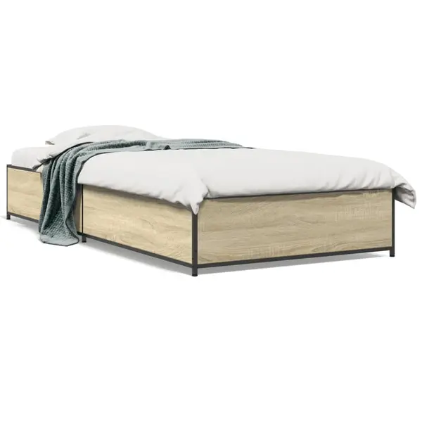 Gossi cadru de pat, stejar sonoma, 75x190 cm, lemn prelucrat si metal