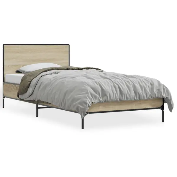 Gossi cadru de pat, stejar sonoma, 75x190 cm, lemn prelucrat si metal