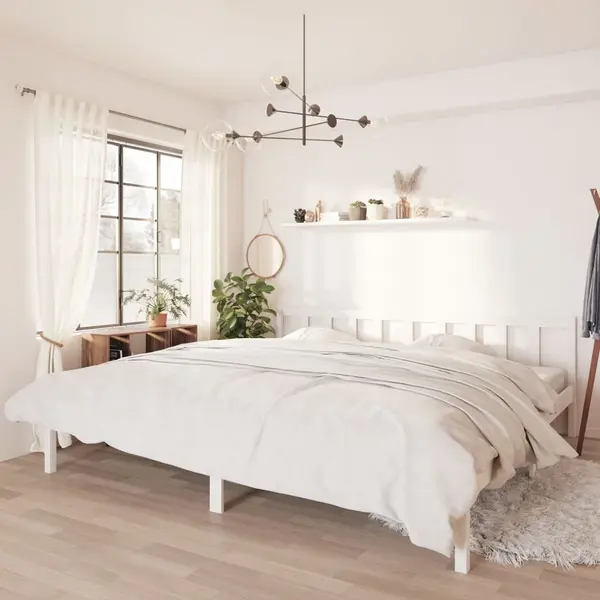 Gossi cadru de pat super king, alb, 180x200 cm, lemn masiv de pin