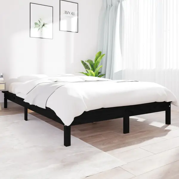Gossi cadru de pat super king, negru, 180x200 cm, lemn masiv de pin