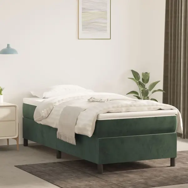 Gossi cadru de pat, verde inchis, 100x200 cm, catifea