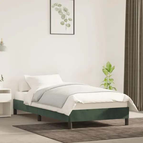 Gossi cadru de pat, verde inchis, 100x200 cm, catifea