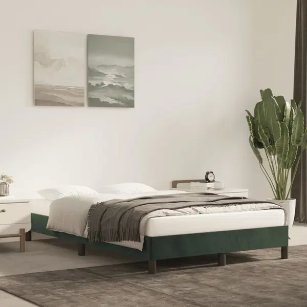 Gossi cadru de pat, verde inchis, 120x190 cm, catifea
