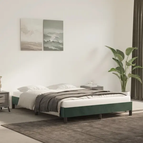 Gossi cadru de pat, verde inchis, 140x190 cm, catifea