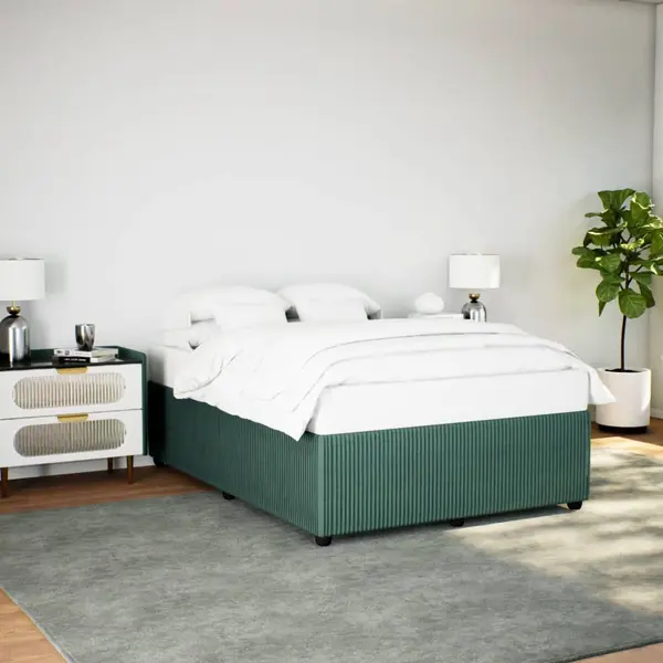 Gossi cadru de pat, verde inchis, 140x190 cm, catifea