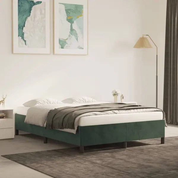 Gossi cadru de pat, verde inchis, 140x190 cm, catifea