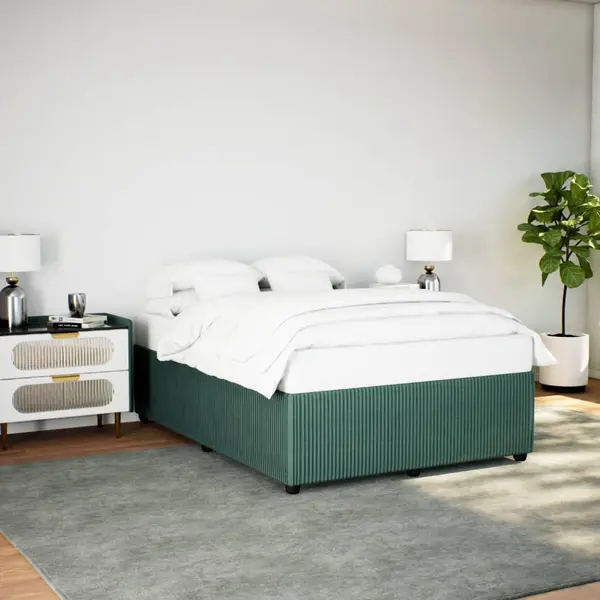 Gossi cadru de pat, verde inchis, 140x200 cm, catifea
