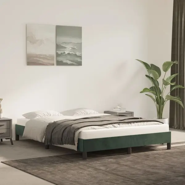 Gossi cadru de pat, verde inchis, 140x200 cm, catifea
