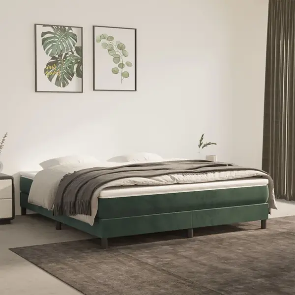 Gossi cadru de pat, verde inchis, 160x200 cm, catifea