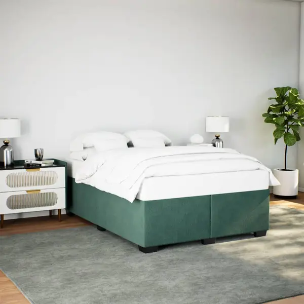 Gossi cadru de pat, verde inchis, 160x200 cm, catifea