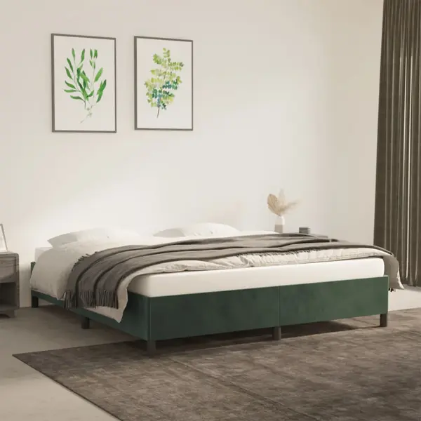 Gossi cadru de pat, verde inchis, 180 x 200 cm, catifea