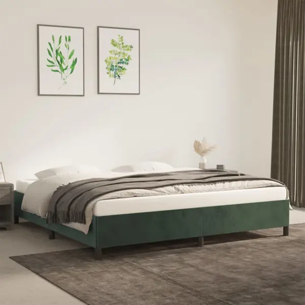 Gossi cadru de pat, verde inchis, 200x200 cm, catifea