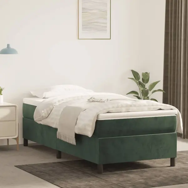Gossi cadru de pat, verde inchis, 90x190 cm, catifea