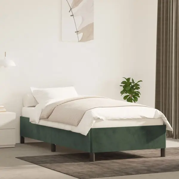 Gossi cadru de pat, verde inchis, 90x190 cm, catifea