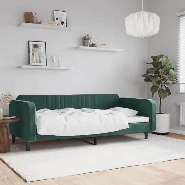Gossi cadru de pat, verde inchis, 90x200 cm, catifea
