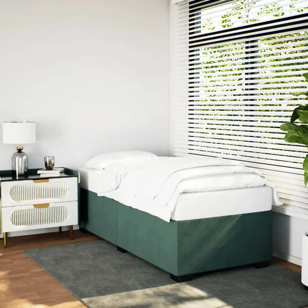 Gossi cadru de pat, verde inchis, 90x200 cm, catifea