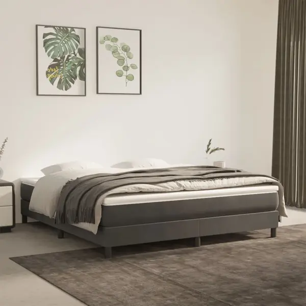 Gossi cadru pat box spring, gri inchis, 160x200 cm, catifea