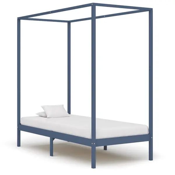 Gossi cadru pat cu baldachin, gri, 90x200 cm, lemn masiv de pin
