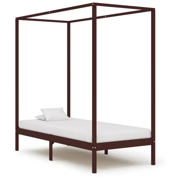 Gossi cadru pat cu baldachin maro inchis 100x200 cm lemn masiv pin