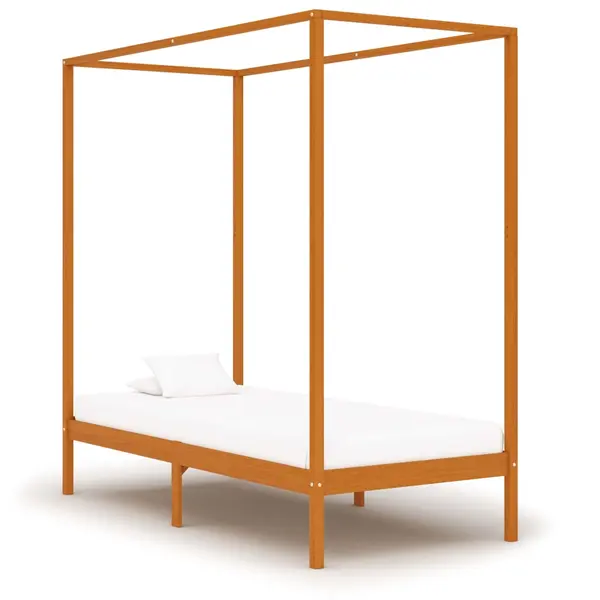 Gossi cadru pat cu baldachin, maro miere, 90x200cm, lemn masiv pin