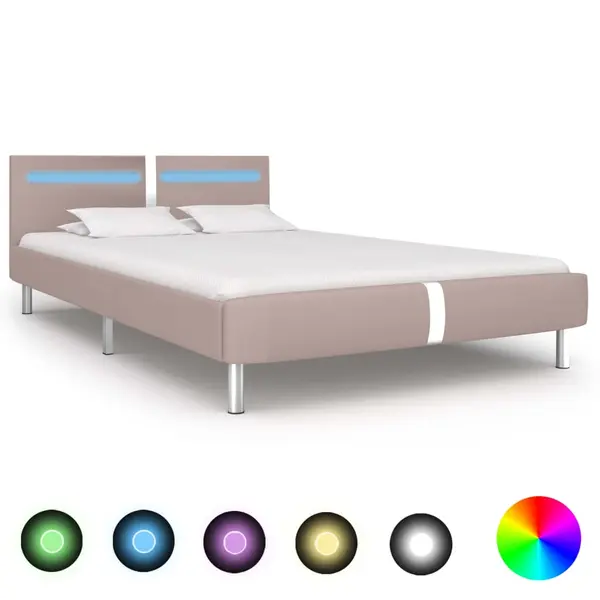 Gossi cadru pat cu led, cappuccino, 120x200 cm, piele artificiala