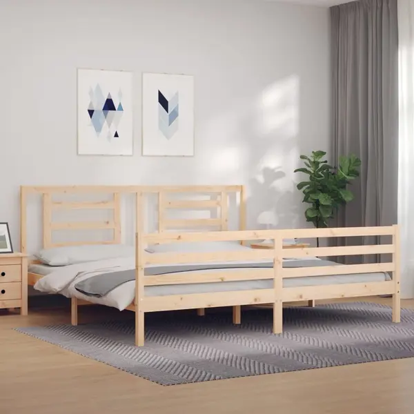 Gossi cadru pat cu tablie 200x200 cm, lemn masiv de pin