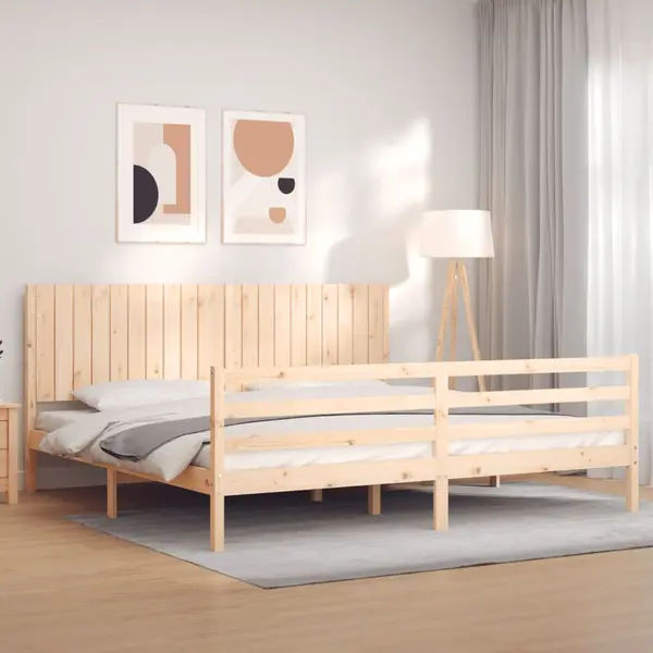 Gossi cadru pat cu tablie 200x200 cm, lemn masiv de pin