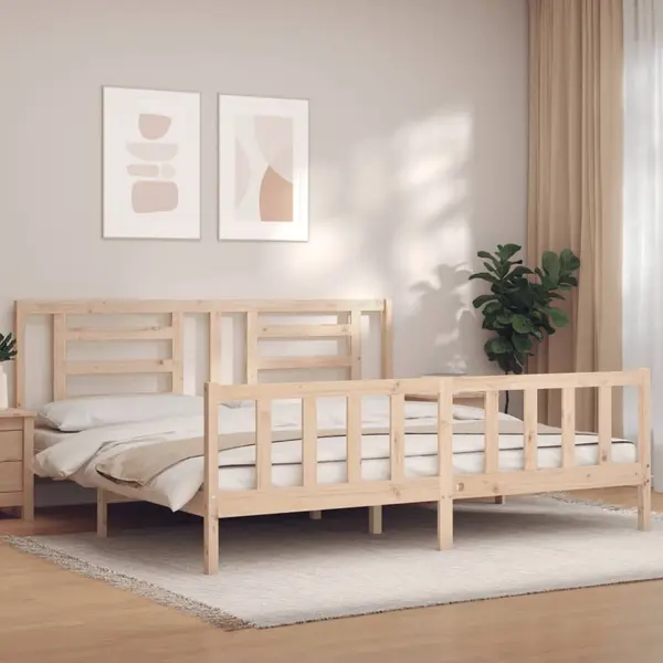 Gossi cadru pat cu tablie 200x200 cm, lemn masiv de pin
