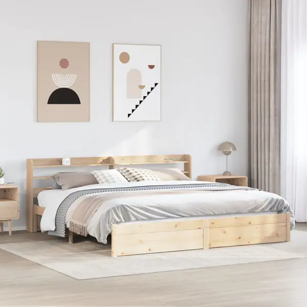 Gossi cadru pat cu tablie 200x200 cm, lemn masiv de pin
