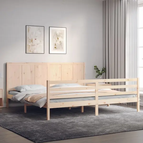 Gossi cadru pat cu tablie 200x200 cm, lemn masiv de pin