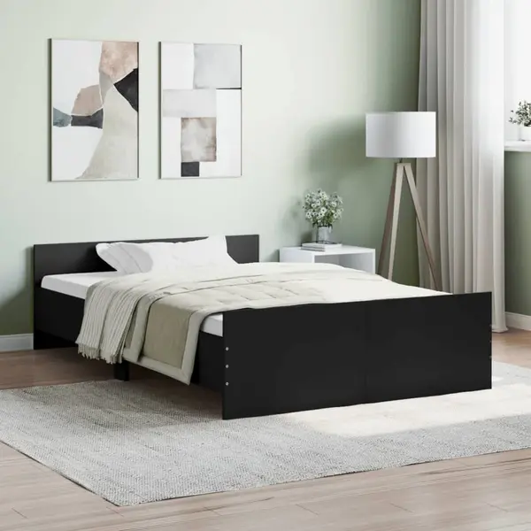 Gossi cadru pat cu tablie de cap/picioare, negru, 120x200 cm
