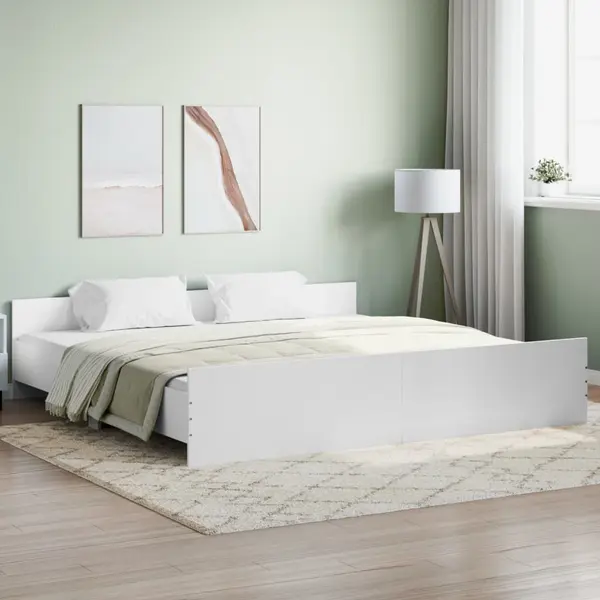 Gossi cadru pat cu tablie la cap/picioare, alb, 180x200 cm