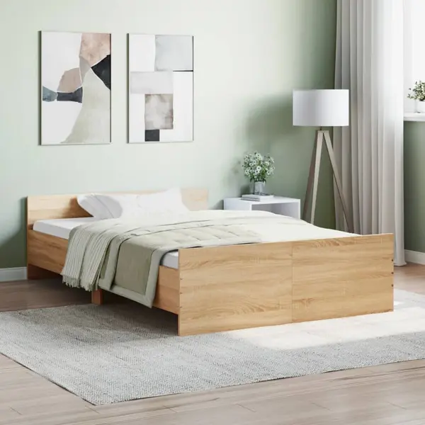 Gossi cadru pat cu tablie la cap/picioare, stejar sonoma, 120x200 cm