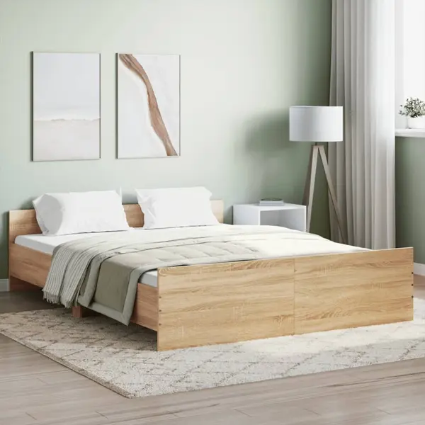 Gossi cadru pat cu tablie la cap/picioare, stejar sonoma, 150x200 cm