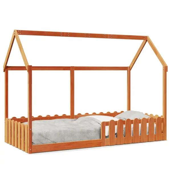 Gossi cadru pat de copii, maro ceruit, 90x190 cm, lemn masiv de pin