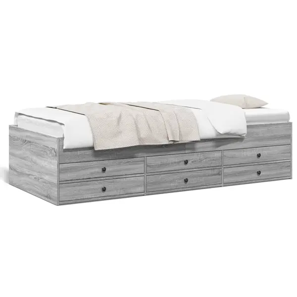 Gossi cadru pat de zi cu sertare gri sonoma 90x190 cm lemn prelucrat