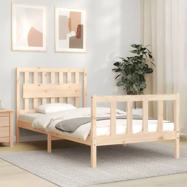 Gossi cadru pat fara saltea, 100x200 cm, lemn masiv pin