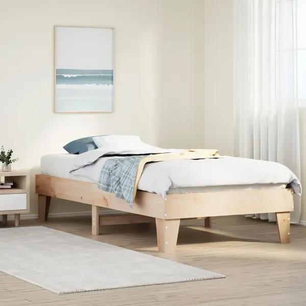 Gossi cadru pat fara saltea, 100x200 cm, lemn masiv pin