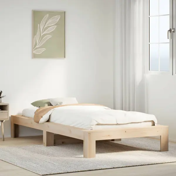 Gossi cadru pat fara saltea, 100x200 cm, lemn masiv pin