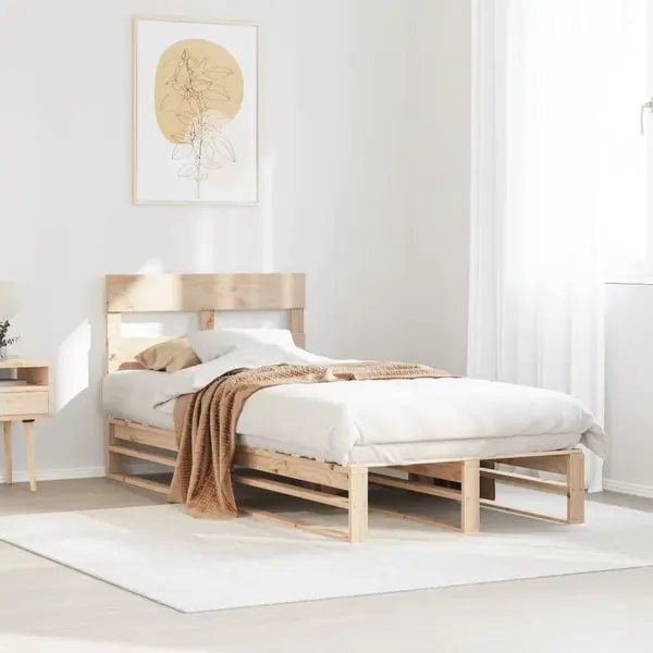 Gossi cadru pat fara saltea, 100x200 cm, lemn masiv pin