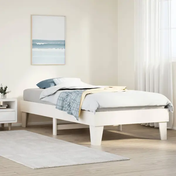 Gossi cadru pat fara saltea, alb, 90x190 cm, lemn masiv de pin