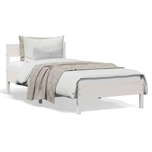 Gossi cadru pat fara saltea, alb, 90x190 cm, lemn masiv de pin